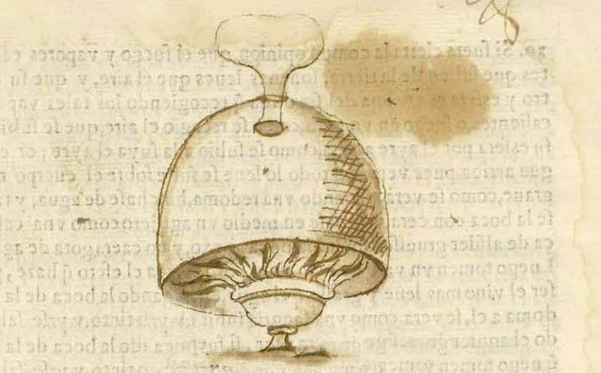 Boceto del sistema de vapor de Ayanz
