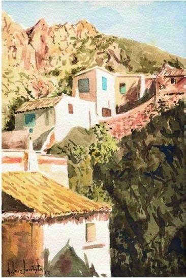 Paisaje de Ricote pintado por Adolfo Díaz Bautista
